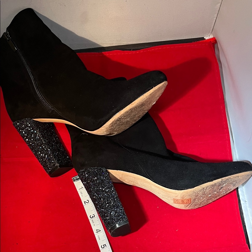 Neiman Marcus Black Suede Ankle Booties